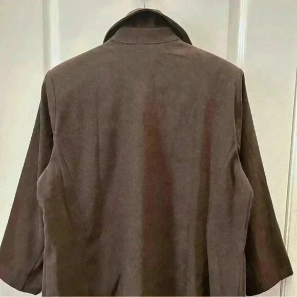 Vintage Shirt Dress Long Sleeves Dark Chocolate Brown  Micro Suede Size 16 - Picture 9 of 16